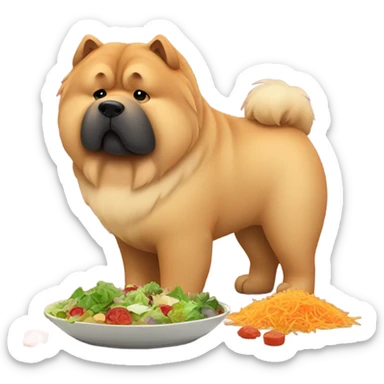 chow chow looking at salad sadly sticker