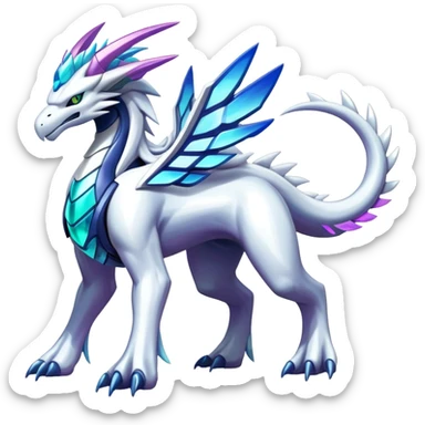 Colorful Iridescent Futuristic Modern Epic Legendary Shiny Cyber-Suicune-Dialga-Reshiram-Creature, (full body) sticker