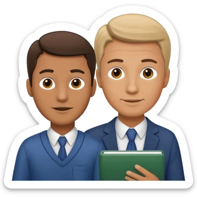 male teacher helping student sticker