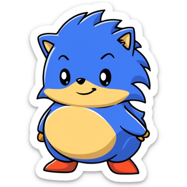 Sonic the hedgehog character with pregnant belly sticker