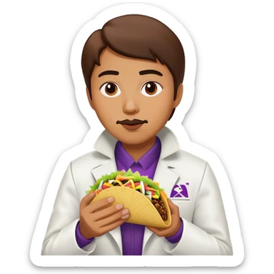 Bookworm with a white coat eating some taco bell sticker