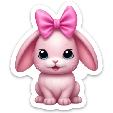 Pink bunny with pink bow sticker