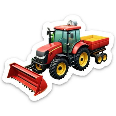 An icon representing a farming simulator, with a detailed tractor plowing fields under a bright sky. The design includes farming tools, crops, and barns, symbolizing the immersive experience of managing a farm. Transparent background emphasizes the peaceful yet hardworking nature of the game. sticker