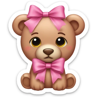 Pink teddy bear wearing bows sticker