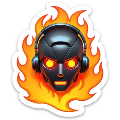 Fire cyberpunk outline neon sticker