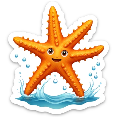 orange starfish with five arms in the ocean sticker