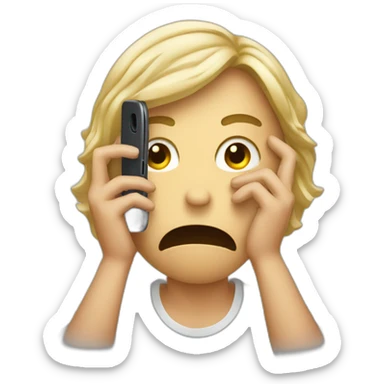 exasperated person holding a phone in front of their face sticker