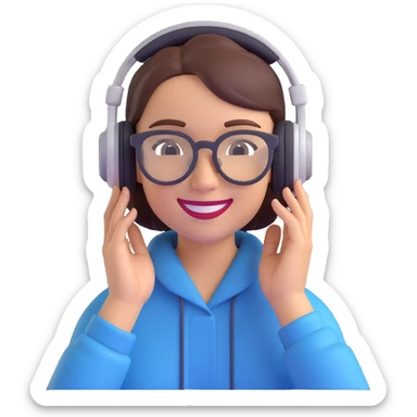 Human-like assistant — realistic but stylized person with a warm smile, headphones or sleek AR glasses.Human-like assistant — realistic but stylized person with a warm smile, headphones or sleek AR glasses. sticker