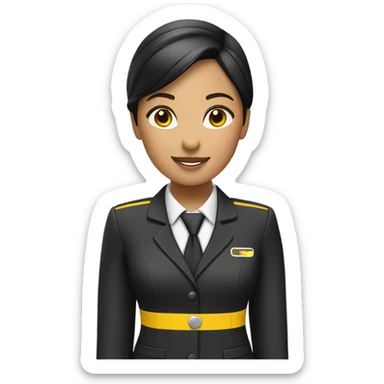 Black yellow flight attendant Asian  sticker