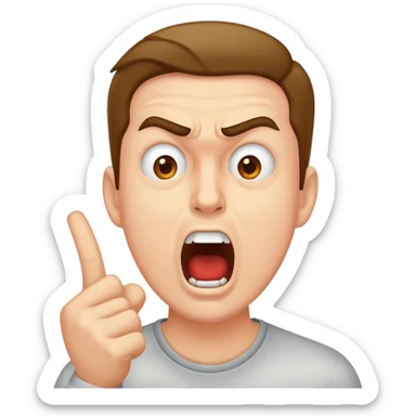 a man yelling, the word shut up (the word shut up is visible) sticker