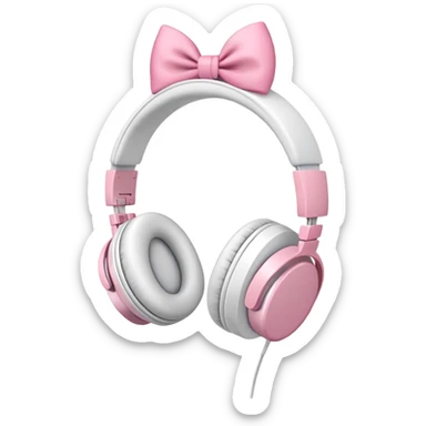 White headphones with pink bow sticker