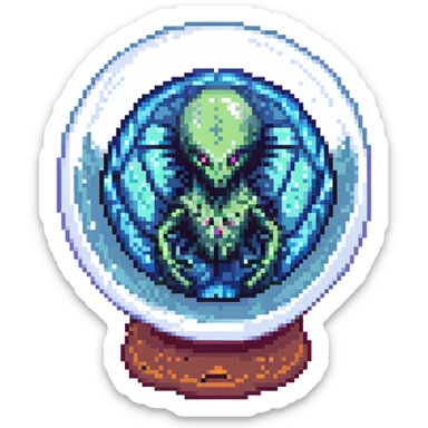 cranial, eye, MRI, SCAN, egg, embryonic, inside of glass egg, alien, eerie, otherworldly, crystal globe egg sticker