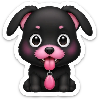 a little cute black dog saying "默默哒" sticker