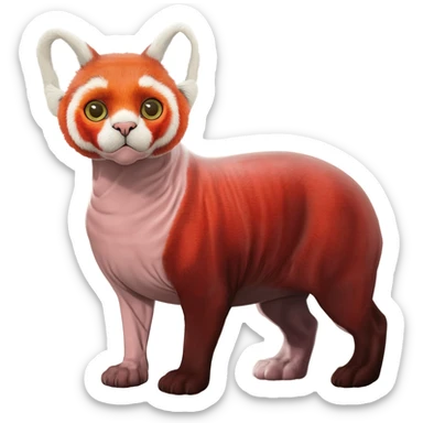 Caracal-Sphynx-Red-Panda-fusion-hybrid-animal-creature, full body sticker
