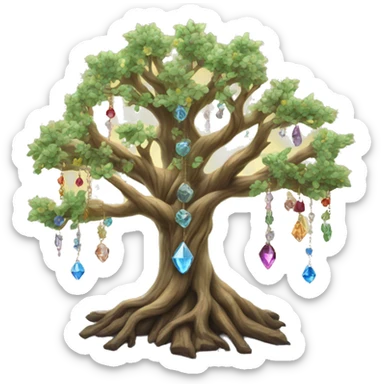 Spiritual tree with crystals hanging in it sticker
