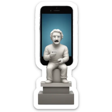 Estatua do pensador segurando um iphone na mão  sticker