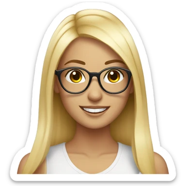 blonde smiling girl with eyelash extensions and  glasses indoors sticker
