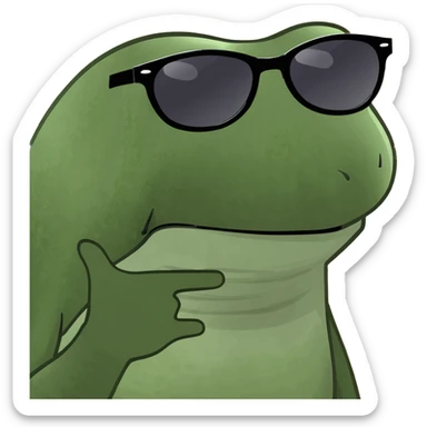 bufo frog with stylish sunglasses, holding a vibrant tropical drink sticker