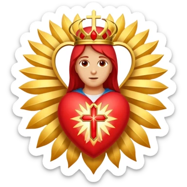 Sacred heart : A heart with rays around it and a cross at the top sticker