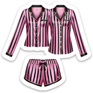 Striped pink and  black silk Victoria’s Secret pajama set sticker