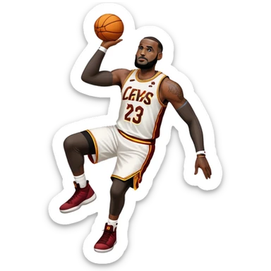 lebron james scoring a three pointer sticker