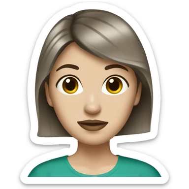 White girl with brown hair wearing teal sheet mask  sticker