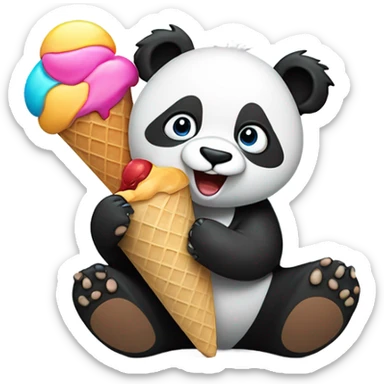 Panda eating ice cream sticker