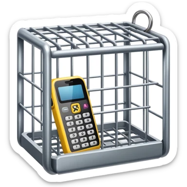 a mobile phone locked in cage sticker