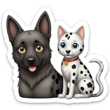 Belgium shepherd with a Dalmatian and a gray cat sticker