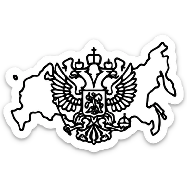 icon of the Russian Federation featuring the double-headed eagle and shield, clean modern icon style, simple and recognizable sticker
