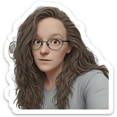 girl with glasses and hair sticker