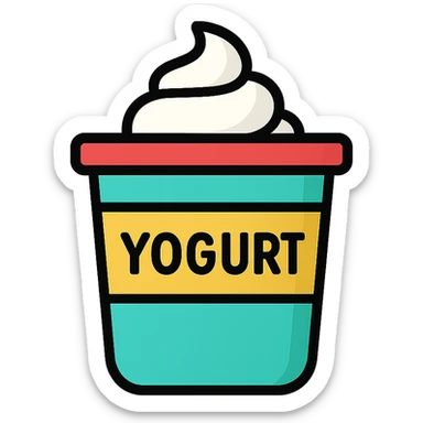 a tub of yoghurt, clean and simple, modern icon style sticker