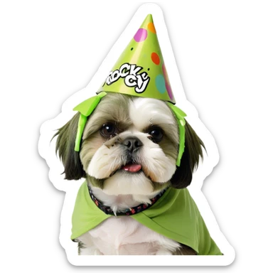 Shih Tzu wearing rocky T-shirt sticker