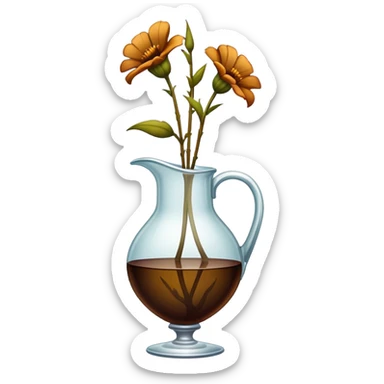 severely drooping dead flowers hanging over the edge of a vase sticker