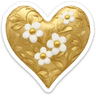 Golden heart with a floral pattern on it  sticker