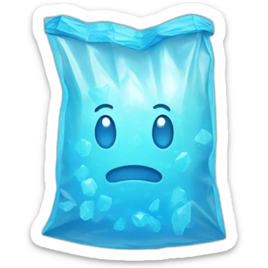 plastic bag with light blue crystals sticker