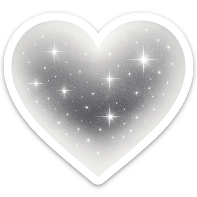 Modify the heart with a night sky gradient to white night theme with a white gradient, more stars, and a soft glow. Remove the background entirely  sticker