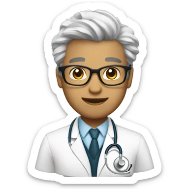 Doctor oftalmólogo cabello negro blanco flaco sticker