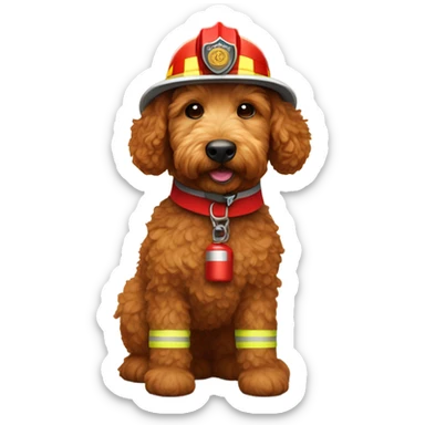 Brown golden mini doodle fire fighter sticker