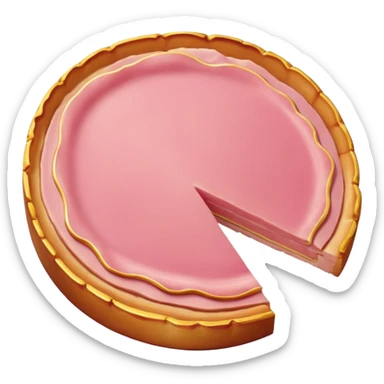 single round slice of Canadian bacon, pink with golden edge sticker