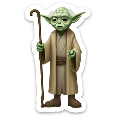 old frail bald yoda with a cane sticker