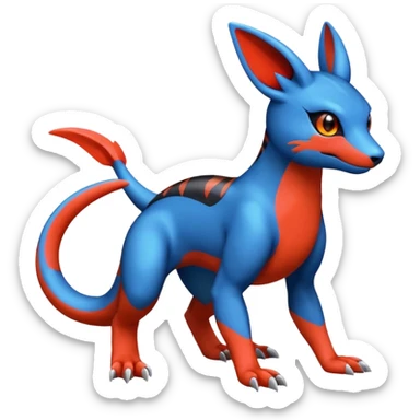 Cute Shiny Guilmon-Salandit-Umbreon-Fakémon-hybrid-creature (full body)  sticker