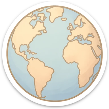 pastel toon style beige world globe with gentle colors sticker