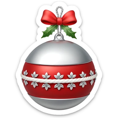 cute sleigh bell with red and white rope and floral decoratons sticker