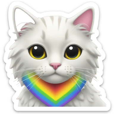 Rainbow heart cat sticker