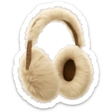 beige fur earmuffs sticker