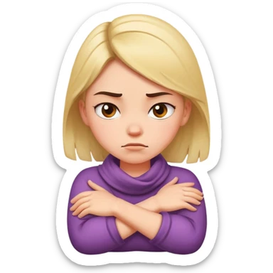 Girl with arms cross around her neck mad sticker