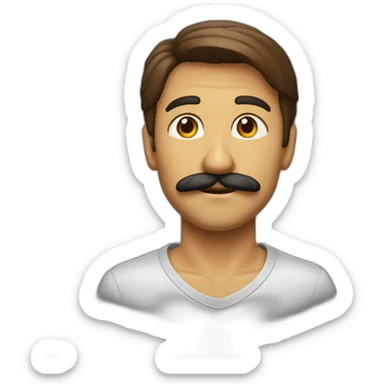 chico joven con bigote castaño sticker