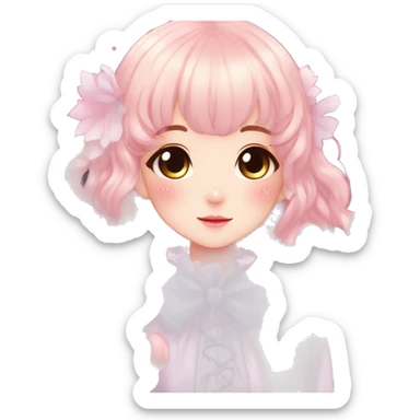Gorgeous anime style lady with blushing face cottagecore fairycore  Kawaii anime colorful pearly romantic simplistic aesthetic trending stylea sticker