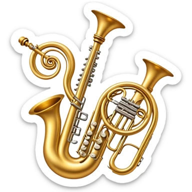 magical orchestra instruments levitating amoung the stars and universe  sticker